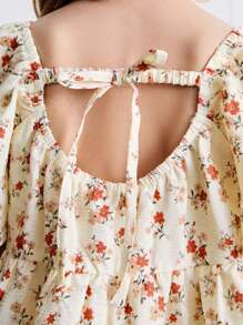 SHEIN Young Girl Summer Ditsy Floral Bowknot Dress - Multicolor - View 6