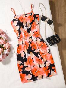 Vestido de tirantes informal con estampado floral para adolescentes