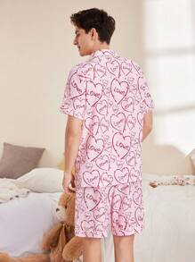 FamilyFrolics Conjunto de pijama a juego con estampado de corazón lindo para hombres, conjunto de vestuario para padres e hijos