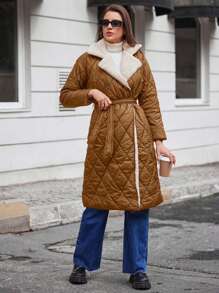 EURMUSE Women's Casual Minimalist Button Pocket Long Sleeve Winter Coats - Beige - View 3