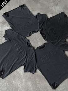 Claim Dot Men's Sports College Embossed Letter Graphic Printed T-Shirt Men S Oversized Tee Man Clothes Men T Shirts Jersey T Shirt - Black - View 4