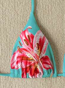 Swim Vcay Springbreak Sexy Floral Print Bikini Top, Vacation Style For Summer - Multicolor - View 4