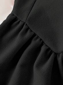 Tween-Mädchen Kleid , Off-Shoulder, Schleife, kurzer Glockenrock, elegant, lässig für Urlaub, Rüschenbesatz, rosa, Frühlings-/Sommerpartykleider, klassische Kleider - Schwarz - Übersicht 7