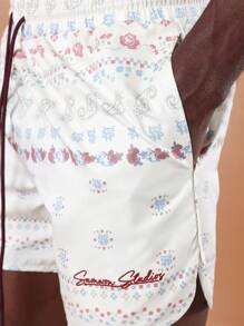 SUMWON Summer Resort Collection Floral Pattern Swim Shorts Athletic Board Shorts Vacation Beach Pool Sports Casual Comfort Elastic Waist Drawstring - Multicolor - View 8