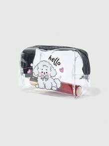 ROMWE Kawaii Süße Welpen Muster transparente Münzbörse Tasche Accessoire