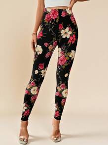 SHEIN Clasi Floral Print High Waist Leggings