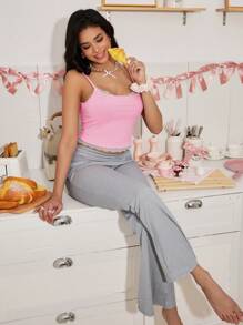 SHEIN Ins Style 拼色甜美吊带女式睡衣套装 - 彩色 - 查看 4