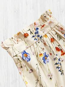 SHEIN LUNE Plus Size Women's Vintage Retro Shirt, Oil Painting Baroque Short Sleeve Ditsy Floral Blouse, Japanese Street Style - Multicolor - View 4