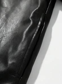 Manfinity LEGND 男士短款长袖拉链皮夹克 男士皮夹克 男士皮革摩托车夹克 男士皮夹克 男士黑色夹克 短款夹克 男士短款夹克 男士黑色拉链夹克 拉链皮夹克 黑色皮夹克 男士短款夹克 男士短款夹克 短款皮夹克 机能夹克，秋冬 - 黑色 - 查看 6