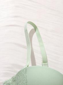 3件套简约纯色蕾丝舒适聚拢日常内衣文胸，适合小胸围 - 彩色 - 查看 6