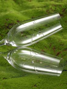 2PCS创意雕花钻石水晶玻璃高脚香槟杯，雕刻工艺，双爱L型图案，轻奢复古，适用于婚礼，情人节，永恒爱情，节庆礼品，餐厅，宴会，派对，酒吧，特殊场景，水晶玻璃高脚香槟杯 - 彩色 - 查看 4