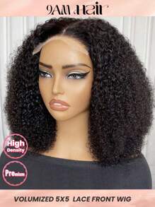 Density Pro Curly Bob Wig Human Hair 10-14 Inch 5x5 Lace Front Wigs Pre Plucked For Women 250% Density Mongolian Kinky Curly Bob Lace Frontal Wigs - SNatural - View 1