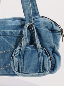 ROMWE Grunge Punk 1 件时尚流苏蝴蝶结装饰女士单肩包，星星链条吊坠斜挎包 - 彩色 - 查看 7