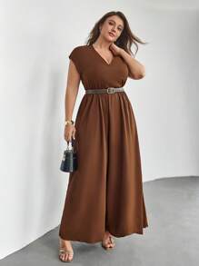 Firerie 大碼後拉鏈不附腰帶闊腿連體褲