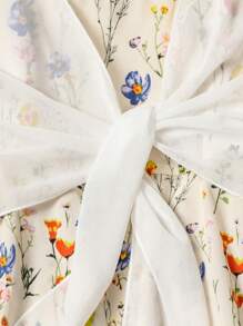 Rometta Plus Size 2 Pieces Set Daisy Printed Dress - Apricot - View 7