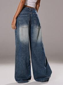 TRNVIE 女式口袋宽松休闲百搭牛仔裤