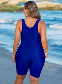 Swim Lushoire 加大码女式两件套泳衣，收腹露脐比基尼套装，休闲优雅，适合运动、海滩、泳池 - 彩色 - 查看 2