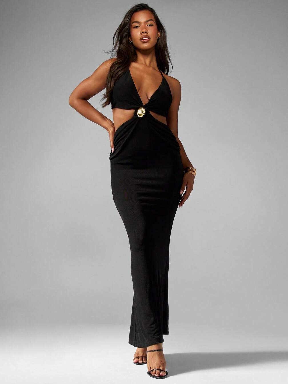 missguided halter neck maxi dress MISSGUIDED Plunging Halter Neck Maxi Dress With High SlitMISSGUIDED