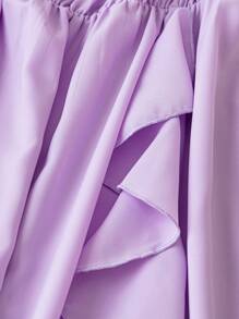 DreamSkyne Romantic Date  Plus Size Women Solid Chiffon Off Shoulder Cinched Waist A-Line Mid-Length Dress For Date