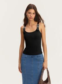 Nöista 带扣腰带细节的上衣，适合 Y2K 风格的春假 - 黑色 - 查看 6