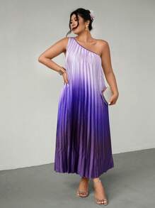 Firerie Robe maxi à épaules asymétriques en violet dégradé, plissée à ourlet asymétrique. Convient pour la Saint-Valentin, les concerts, les représentations, les sorties, les dîners de gala, le bal de promo, les mariages. Style sexy, élégant, décontracté, romantique, parfait pour les vacances, la plage, le bureau, les anniversaires. Coupe sirène.