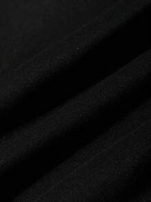 SHEIN Leap Crew Tween Boys Casual Colorblock Letter Print Open Front Jacket, Streetwear College Style Comfortable Soft Fabric Versatile For Daily Wear, School, Travel, Outdoor Sports - Black - View 10