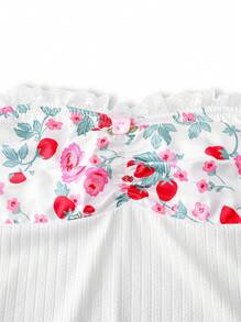 Áo ba lỗ in họa tiết dâu tây viền bèo nhún cho bé gái tuổi teen - trắng - Xem 4