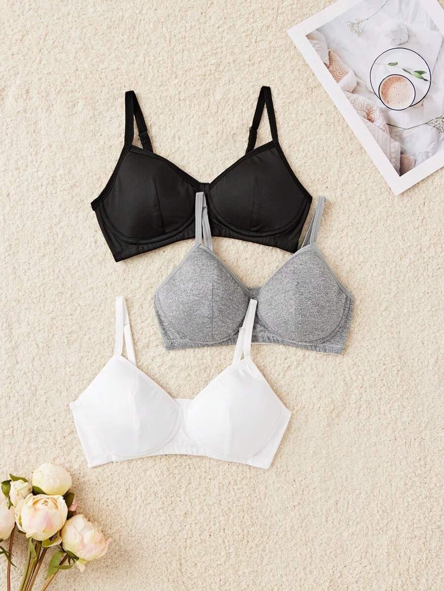 Set de 3 prendas interiores para adolescentes, top con copa fija - Multicolor - Ver 1