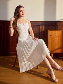 Vintamour Robe plissée élégante vintage, décontractée, boutons, décontractée, de vacances, en forme de A, tenue professionnelle pour femmes, vêtements pour femmes d'affaires, robes d'été pour femmes, tenues d'été pour femmes, robes blanches pour femmes, robes de graduation, tenues de vacances pour femmes, robes de mariée pour invités, robes d'été pour femmes, robes de soirée pour femmes, tenue décontractée chic pour femmes, robes de graduation pour femmes, robes d'anniversaire pour femmes, robes pour femmes, vêtements d'été élégants pour femmes