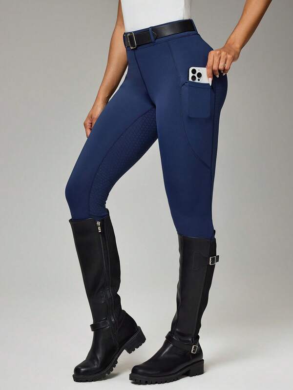 Easithlete Women's Yoga Sports Casual Phone Pocket Equestrian Tight Pants Riding Breeches Equestrian Pants Riding Pants Horse Riding Pants Women Riding Leggings With Pockets