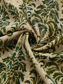 SHEIN Tall 大码女式高腰印花针织连衣裙配开衫两件套，波西米亚度假风 - 綠色 - 查看 4