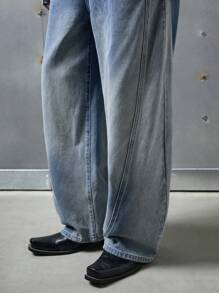 NEON BLANC Men's Street Fashion Loose Fit Baggy Jeans, School, Streetwear Style, Emo Style - Baby Blue - View 5