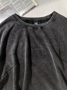 SHEIN EZwear Camiseta de algodón lava con mangas cortas, talla grande, primavera