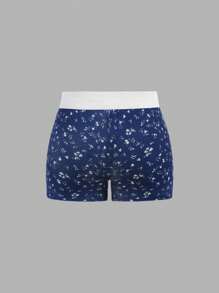 SHEIN Girlism 2pcs Tween Girl Vintage Lace Trim Fitted Tank Top & Color Block Ditsy Floral Printed Shorts Set, Navy Blue Floral Two Piece Set - Navy Blue - View 6
