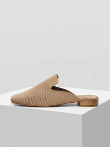 MOTF PREMIUM SQUARE TOE FLAT MULE SLIP-ON SHOES - Apricot - View 4