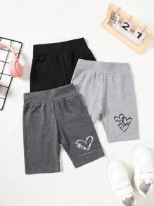 Quần legging vải dệt kim bo vừa vặn họa tiết trái tim cho bé gái, có màu xám nhạt, xám đậm và đen, thích hợp mặc thường ngày, du lịch, nghỉ dưỡng và tụ tập - Nhiều màu - Xem 1