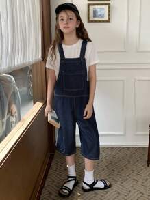 DAZY Denim-LatzJumpsuit für Tween-Mädchen mit dicken Trägern, ärmellos für den Sommer