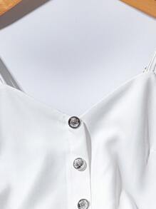 Franclia Set de 2 piezas top de tirantes blanco con botones y shorts - Blanco - Ver 6