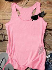 SHEIN LUNE 2pcs Women's Casual Solid Color Round Neck Tank Tops, Versatile, Suitable For Spring & Summer - Multicolor - View 4