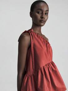 Ontre 2 件红色细肩带背心，女式波西米亚海滩风格简约时尚吊带背心，适合夏季 - 棕色 - 查看 6