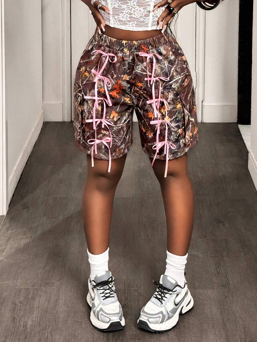 BamGleam Short pour femme avec décoration de nœud, à la mode pour l'été