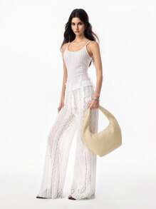 LYSMO 2025 Women's High-End Fashion White Lace Textured Scalloped Edge Hollow Camisole,Elegant Summer Vacation Bohemian Style Casual Everyday Wear Top - White - View 8