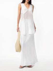 LYSMO Women's Solid Color V-Neck Casual Camisole For Summer - White - View 7