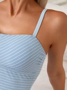 Swim Vcay Women's Beach Vacation Striped Camisole Tankini Top For Summer