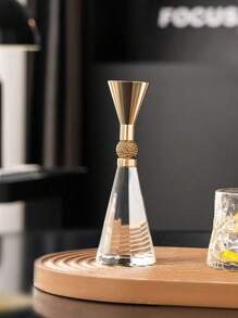 SHEIN 1 chân nến pha lê kim loại tối giản, chân nến trang trí cho bàn ăn hoặc phòng khách - Hoa hồng vàng - Xem 6