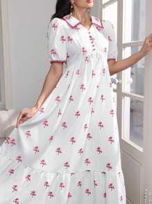 Modelyn Spring & Summer Fashion Color Block Ruffle Hem Skirt Dress For Women - Pink - View 5