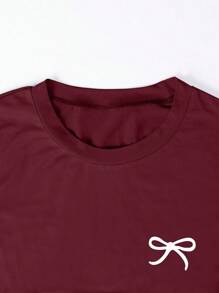 INAWLY 3pcs/Set Women Cinched Waist T-Shirt, Sweet Butterfly Print Pattern, Summer