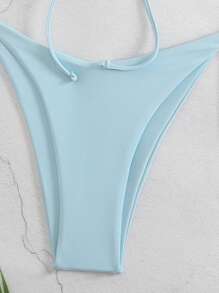 Swim Basics Solid Color Bandeau Twist Front Bikini Swimwear, Wire-Free For Summer Beach Vacation - Baby Blue - View 5