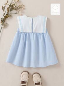 Souflis Souflis Vestido de niña fresco y encantador con decoración de mariposas - Azul - Ver 2