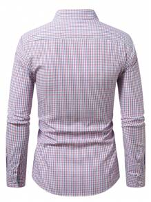 Manfinity Mode Men's Plaid Single-Breasted Casual/Commute Long Sleeve Shirt, Fall - Multicolor - View 2